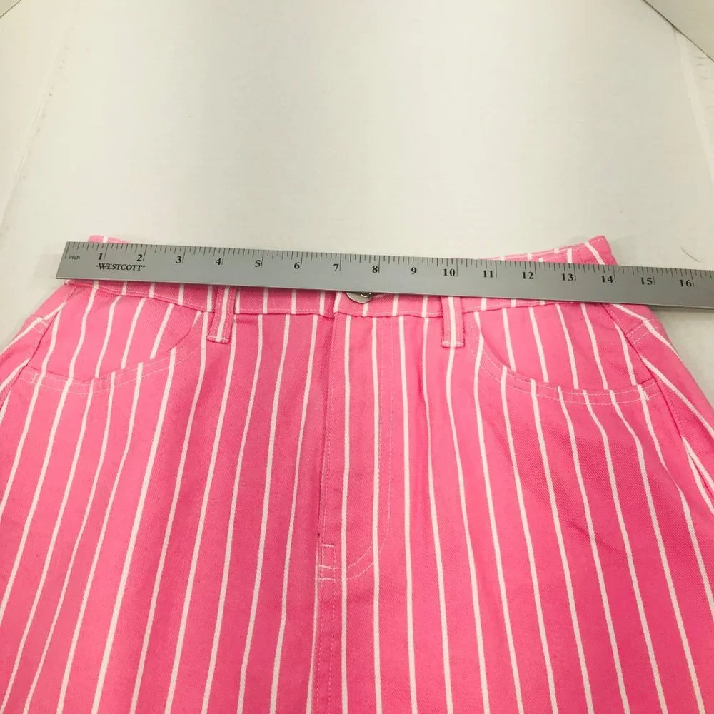 Victor Glemaud Women's Size 4 High Rise Mini Jean Skirt Pink Pinstripe NWOT - Picture 5 of 8